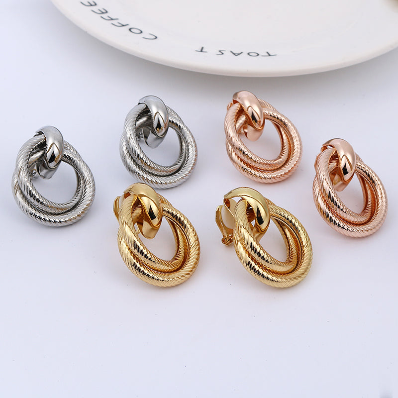 Geometry Round Clip Earrings