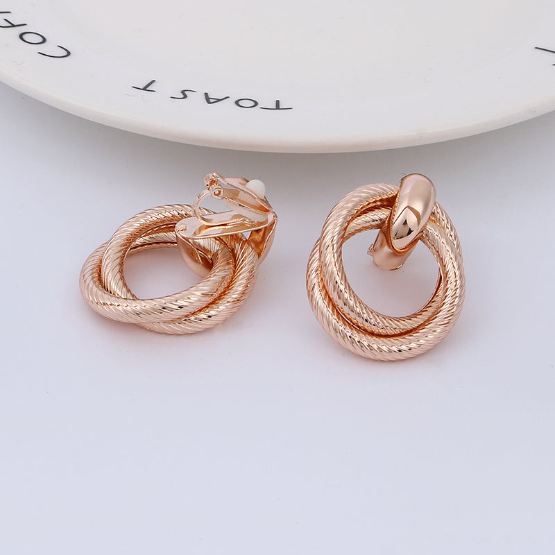 Geometry Round Clip Earrings