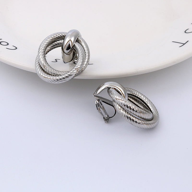 Geometry Round Clip Earrings
