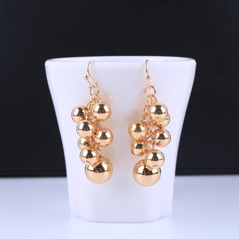 Grape Bunches Gold Beads Handmade Earrings