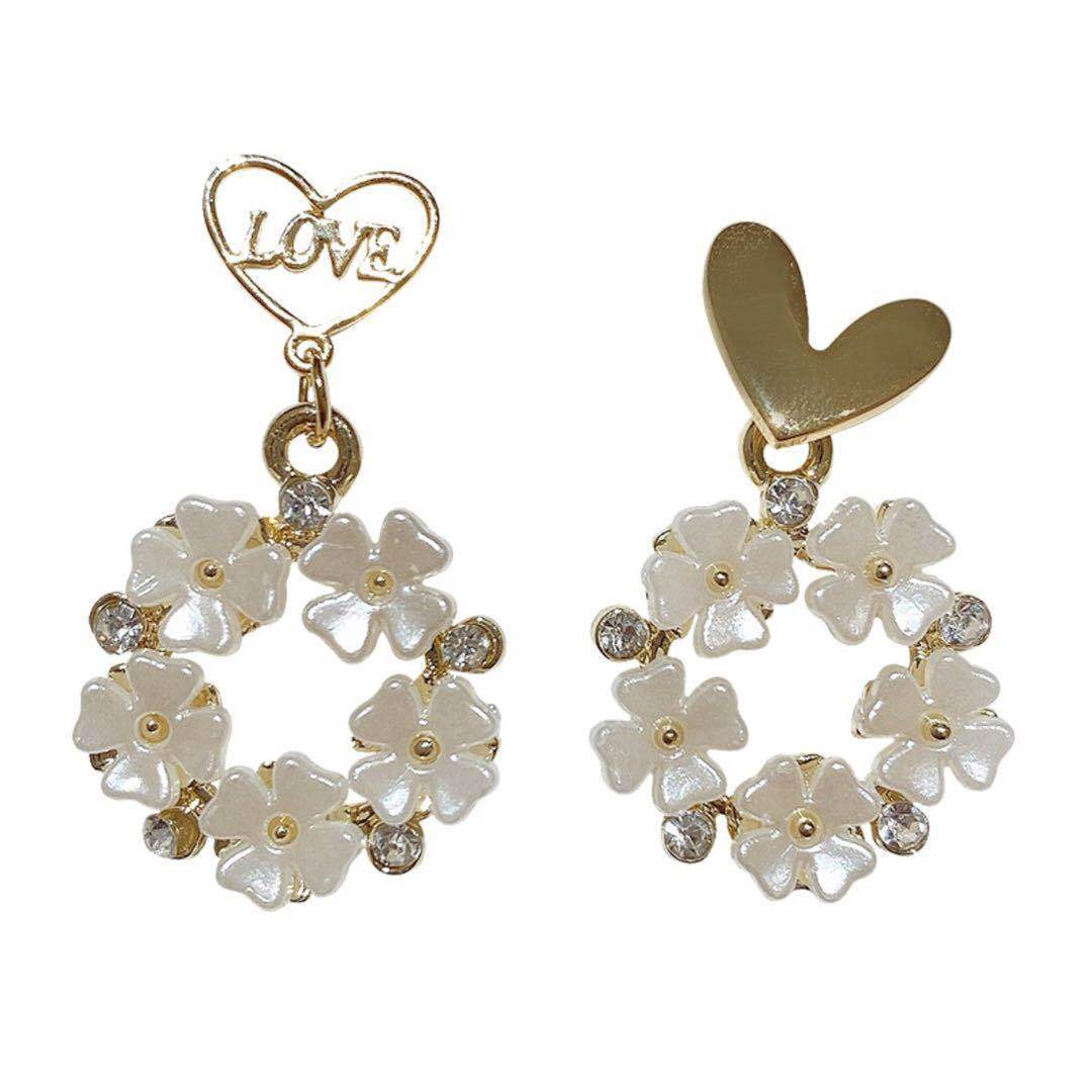 Flower Heart Clip on Earrings