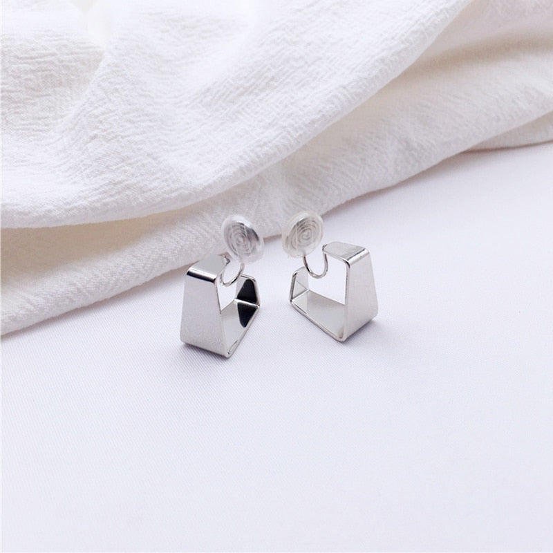 Square Brass Coil Earrings