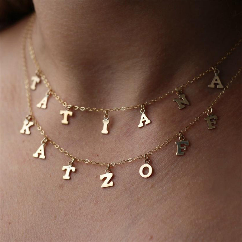 14k Gold Filled Initial Letter Necklace Choker