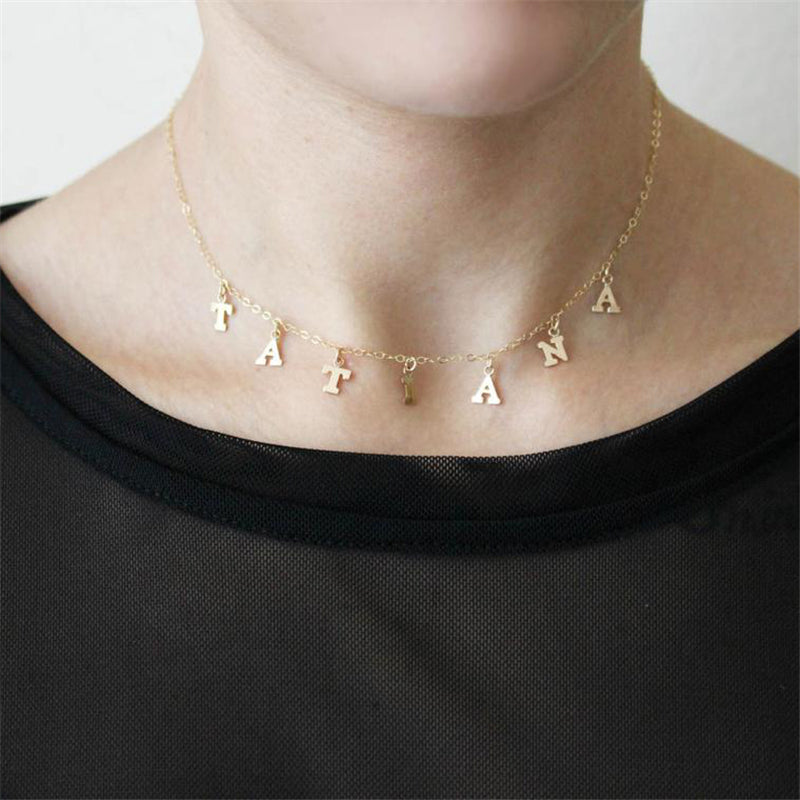 14k Gold Filled Initial Letter Necklace Choker