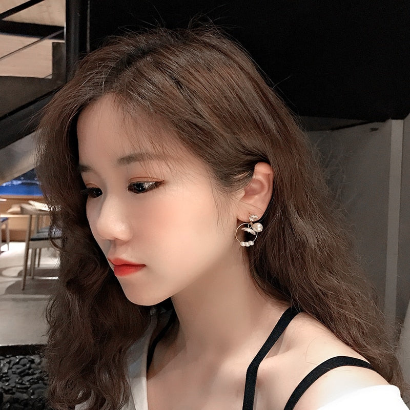 Pearl Flower Clip on Earrings