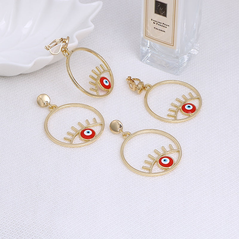 Evil Eye Clip on Earrings