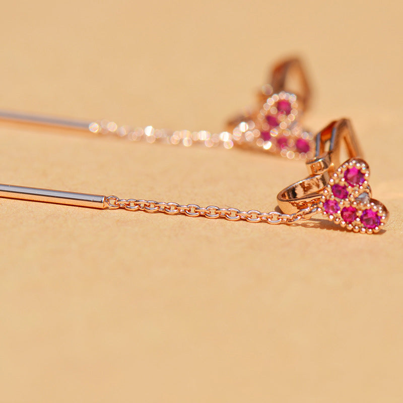 Zircon Pink Heart Clip on Earrings