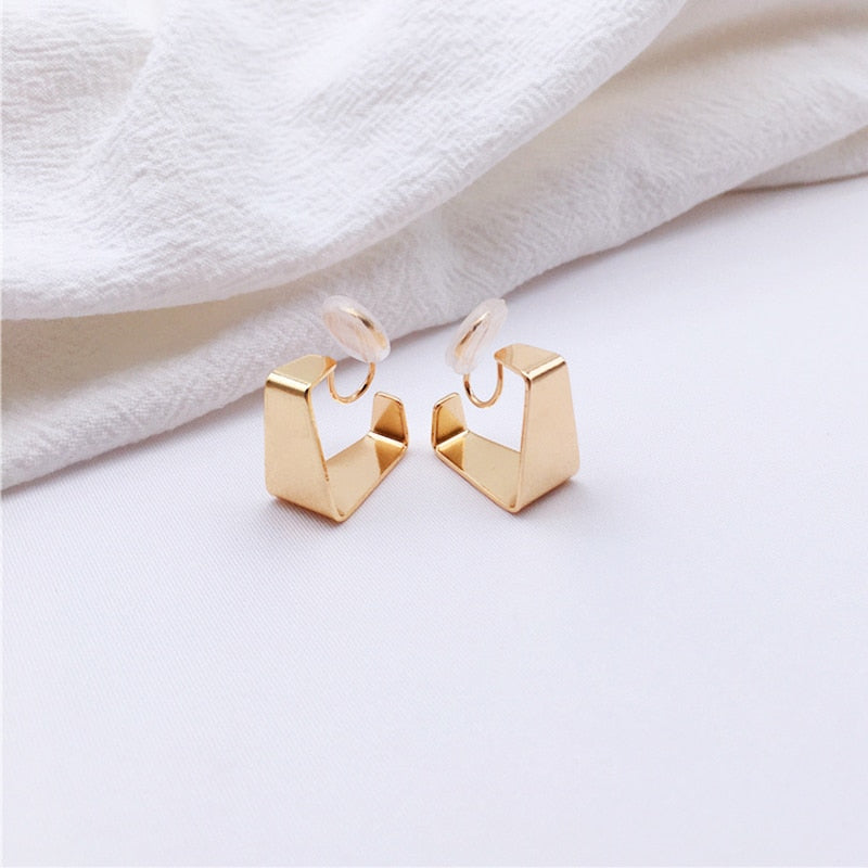 Square Brass Coil Earrings