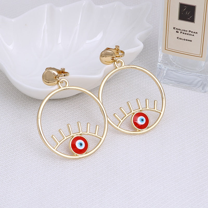 Evil Eye Clip on Earrings
