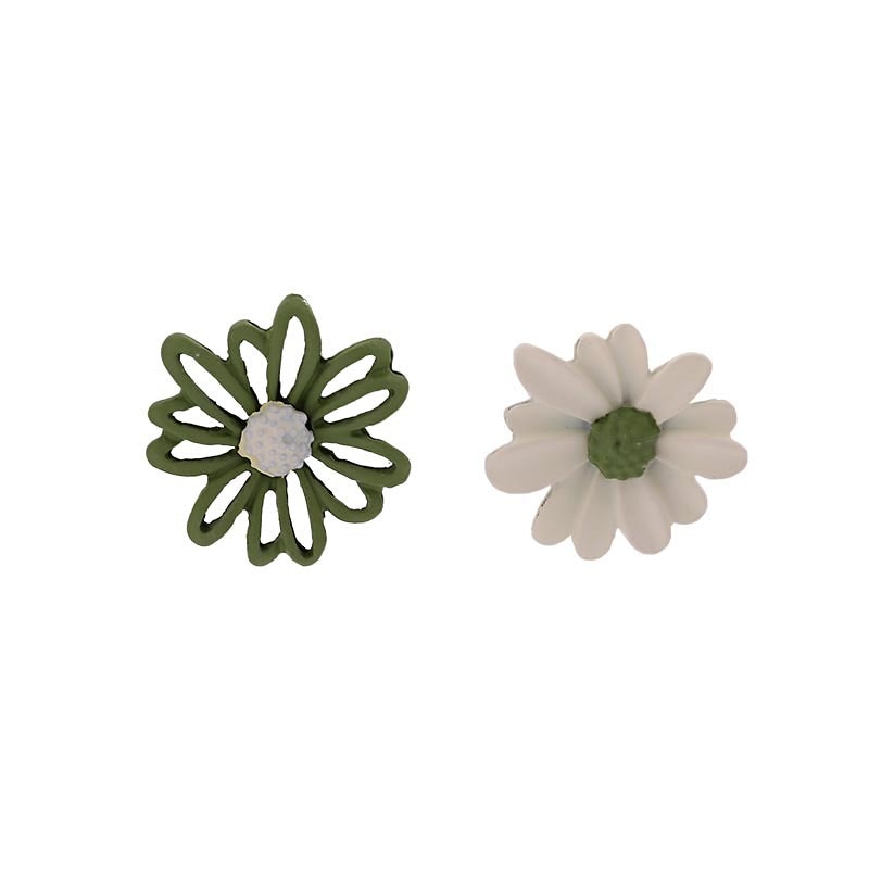 Green Daisy Clip on Earrings