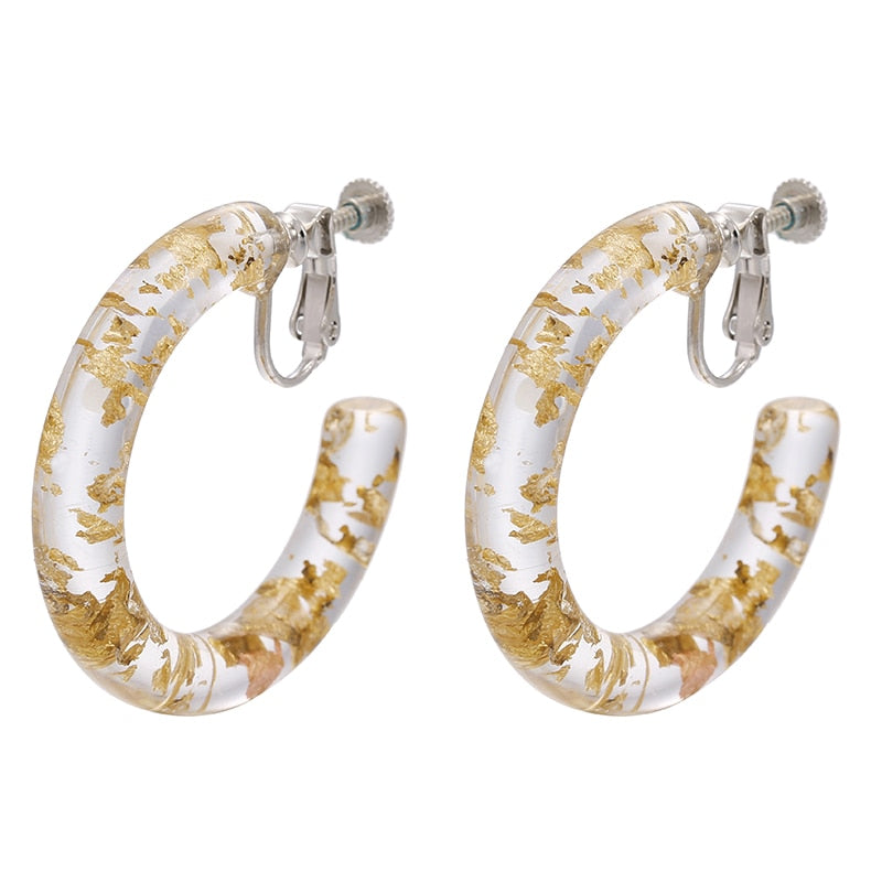 Gold & Silver C Shaped Clip on Earrings