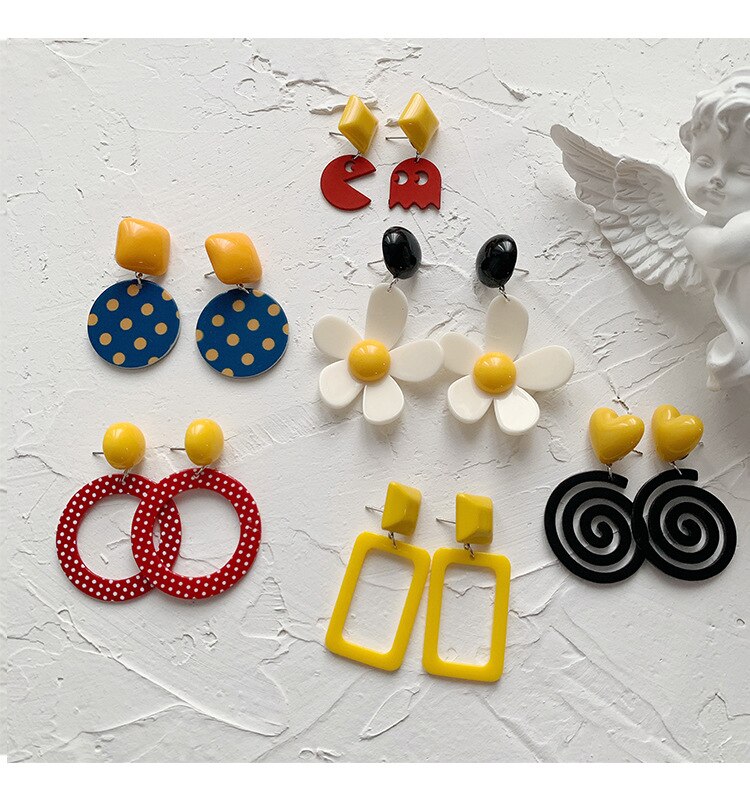 Big Acrylic Clip on Earrings