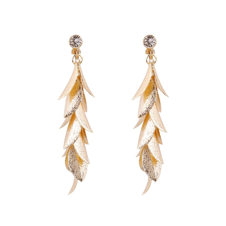 Leaves String Clip On Earrings