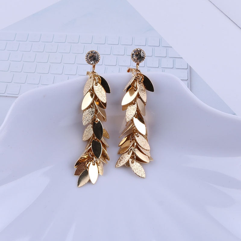 Copper Leaves Clip on Earrings