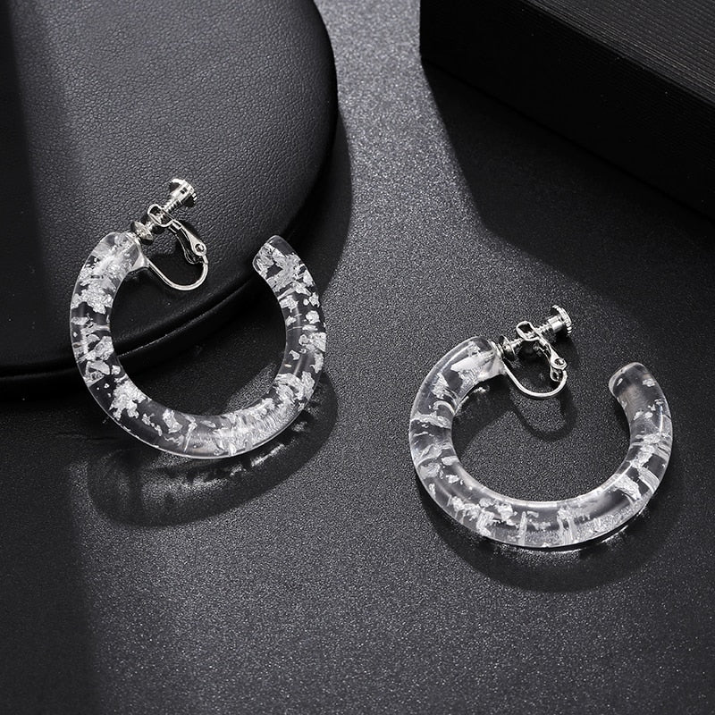 Gold & Silver C Shaped Clip on Earrings