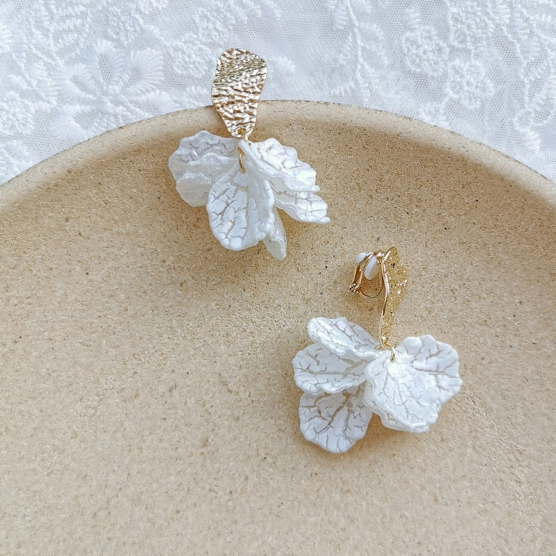 White Acrylic Clip on Earrings