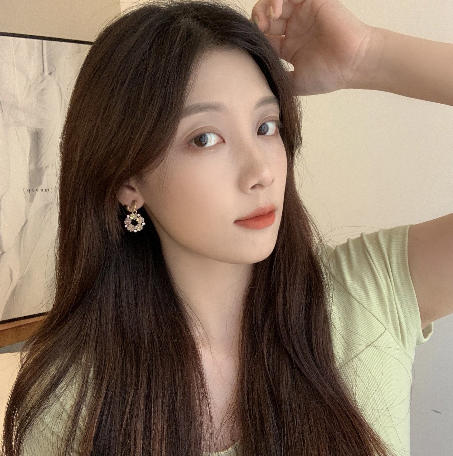 Flower Heart Clip on Earrings