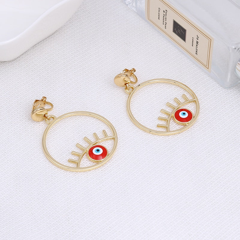 Evil Eye Clip on Earrings