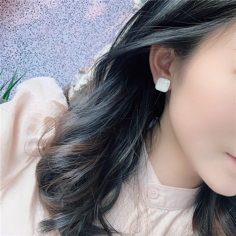Square Enamel Clip on Earrings