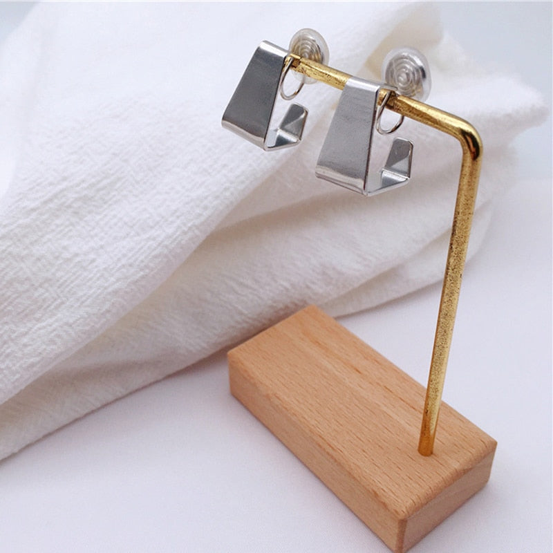 Square Brass Coil Earrings
