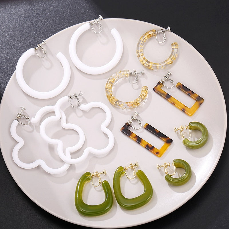 Gold & Silver C Shaped Clip on Earrings