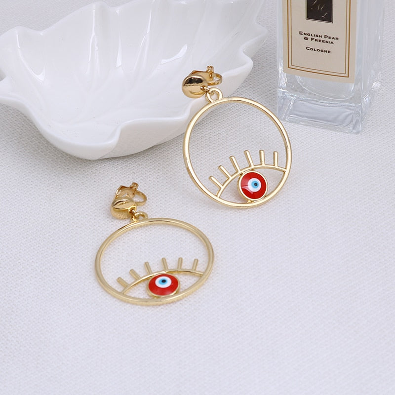 Evil Eye Clip on Earrings