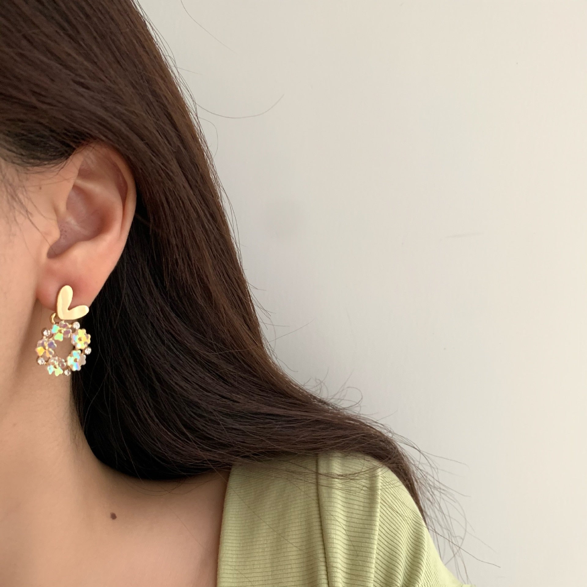 Flower Heart Clip on Earrings