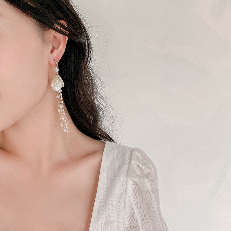 Pearl Flower Clip on Earrings