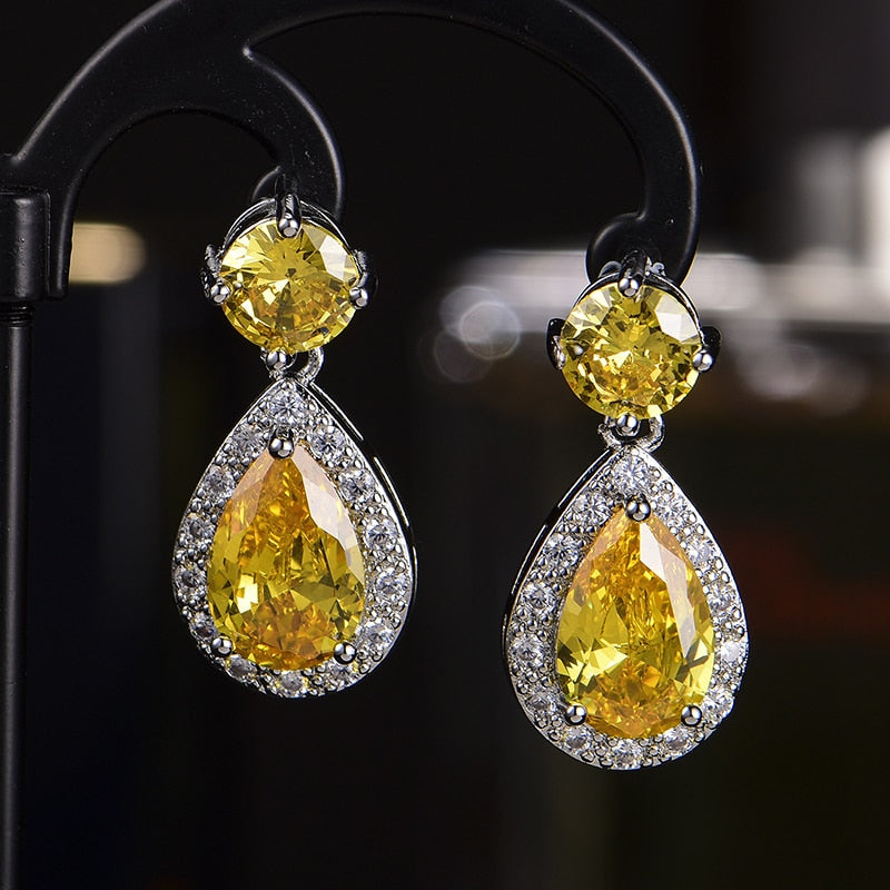 Premium Water Drop Zirconia Crystal Clip on Earrings