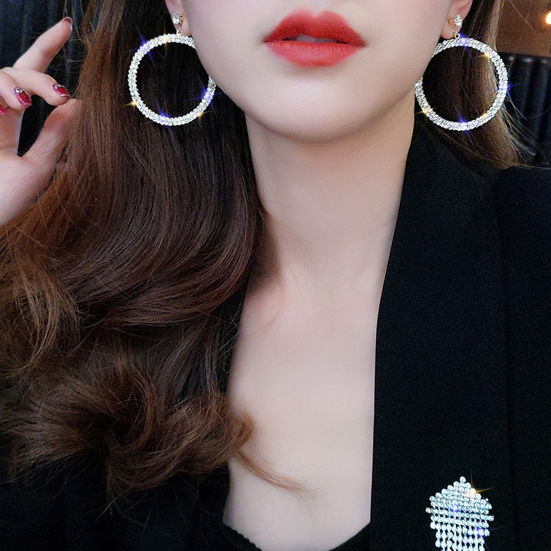 Hoop Crystal Clip On Earrings