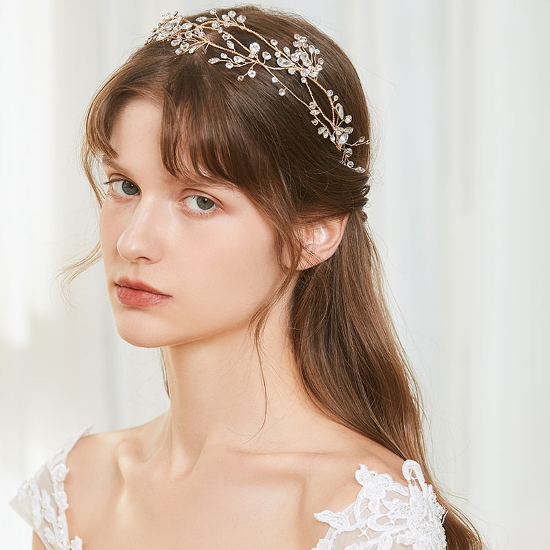 Handmade Bridal Crystal Flower Headband