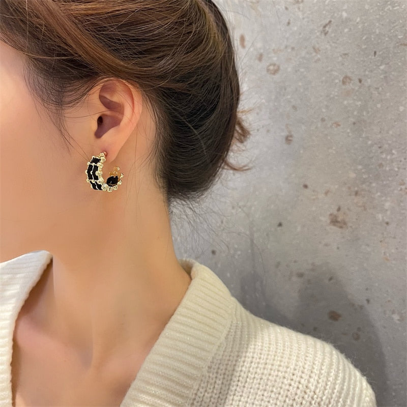 Retro C Shape Hoop Clip on Earrings