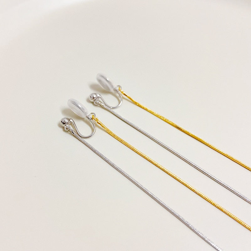 Minimalist Double Chain  Brass Coil Earrings