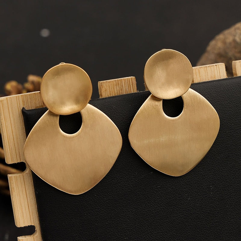 Geometric Metal Clip on Earrings