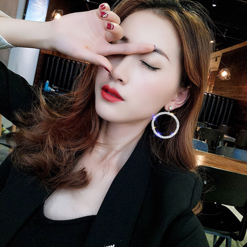 Hoop Crystal Clip On Earrings