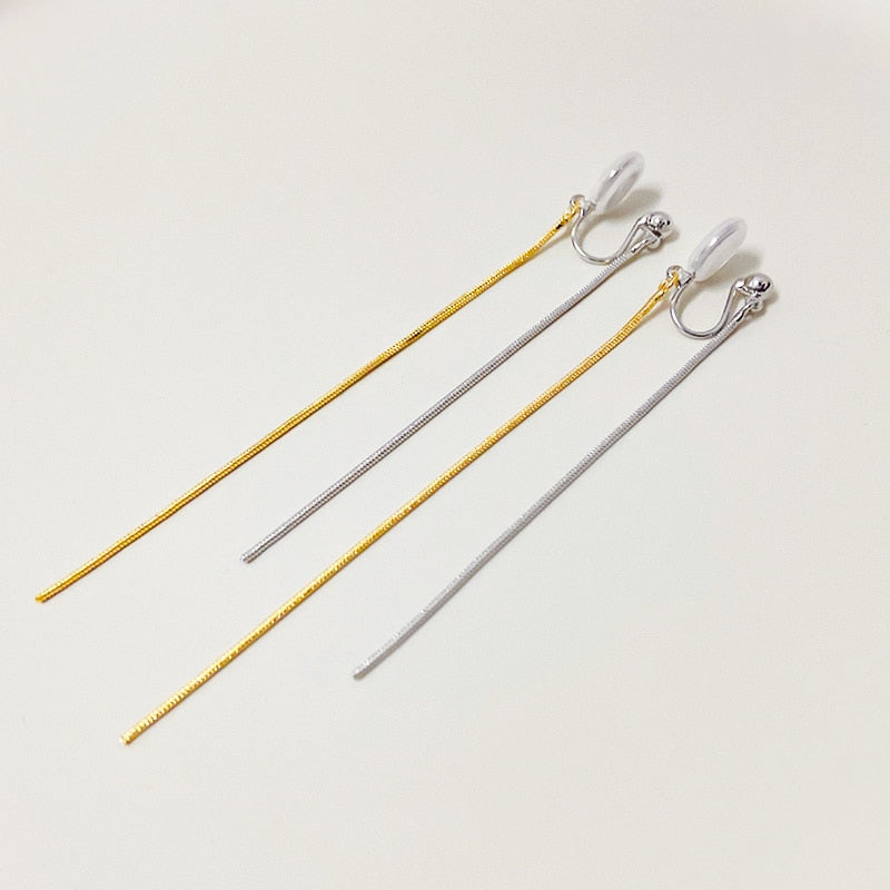 Minimalist Double Chain  Brass Coil Earrings
