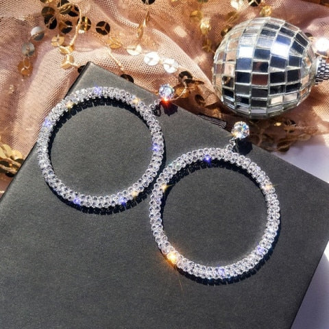 Hoop Crystal Clip On Earrings