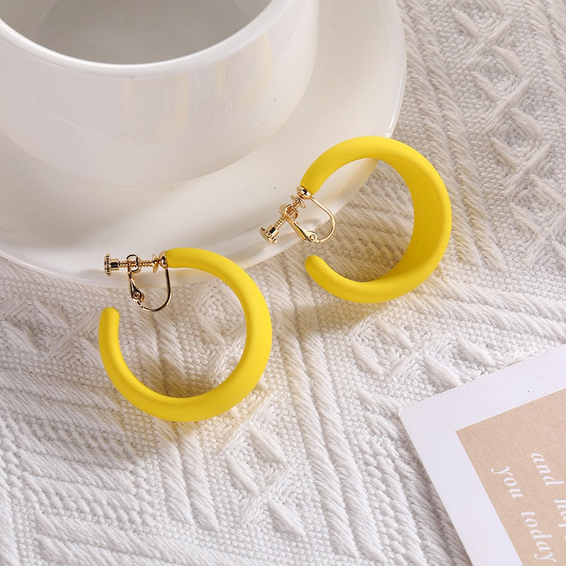 Acrylic C Shaped Hoop Clip on Earrings