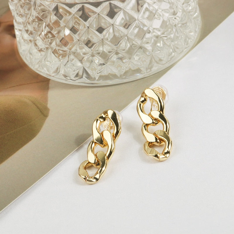 Retro Chain Brass Coil Earrings