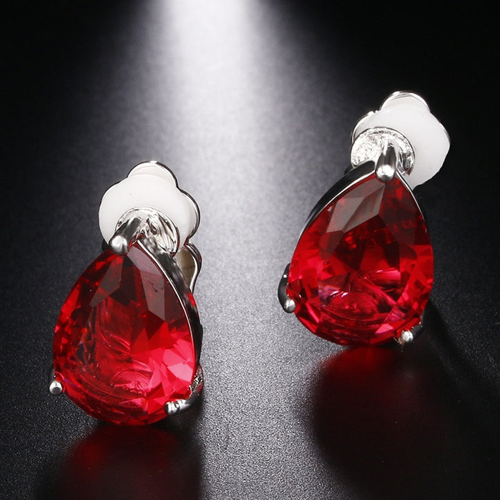 Classic Teardrop Cubic Zirconia Crystal Clip on Earrings