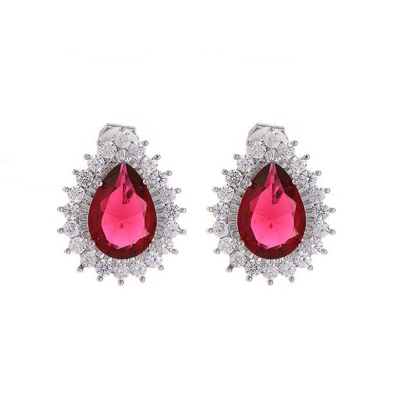 Premium Zirconia Crystal Teardrop Clip on Earrings