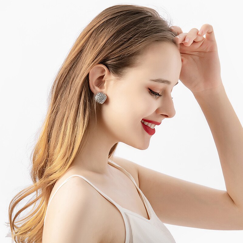 Geometric Square Clip on Earrings