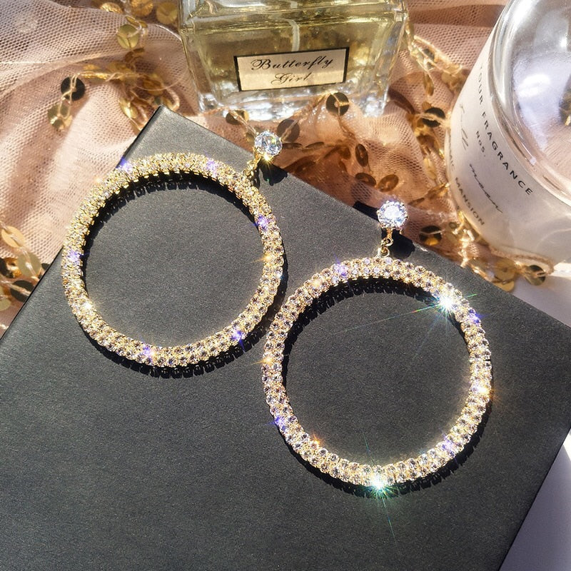 Hoop Crystal Clip On Earrings