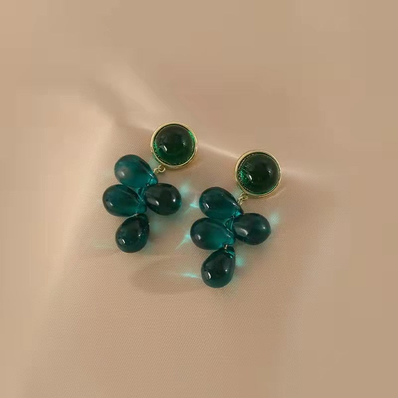 Vintage Green & Red Grape Clip on Earrings