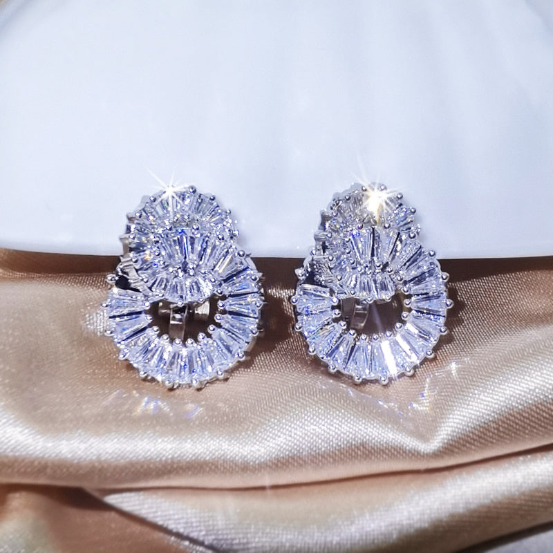 Cubic Zirconia Baguette Clip on Earrings