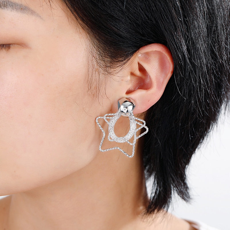 Pentagram with Mesh Clip on Earrings