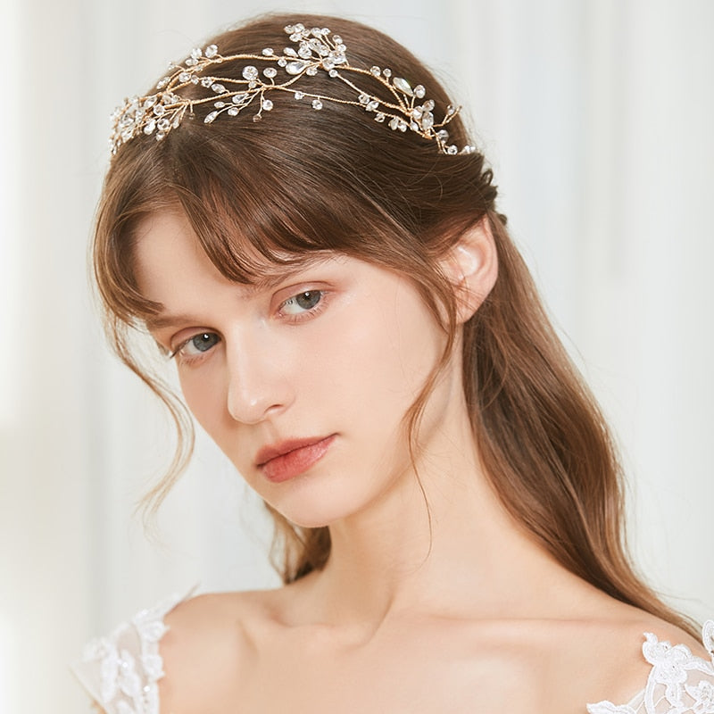 Handmade Bridal Crystal Flower Headband