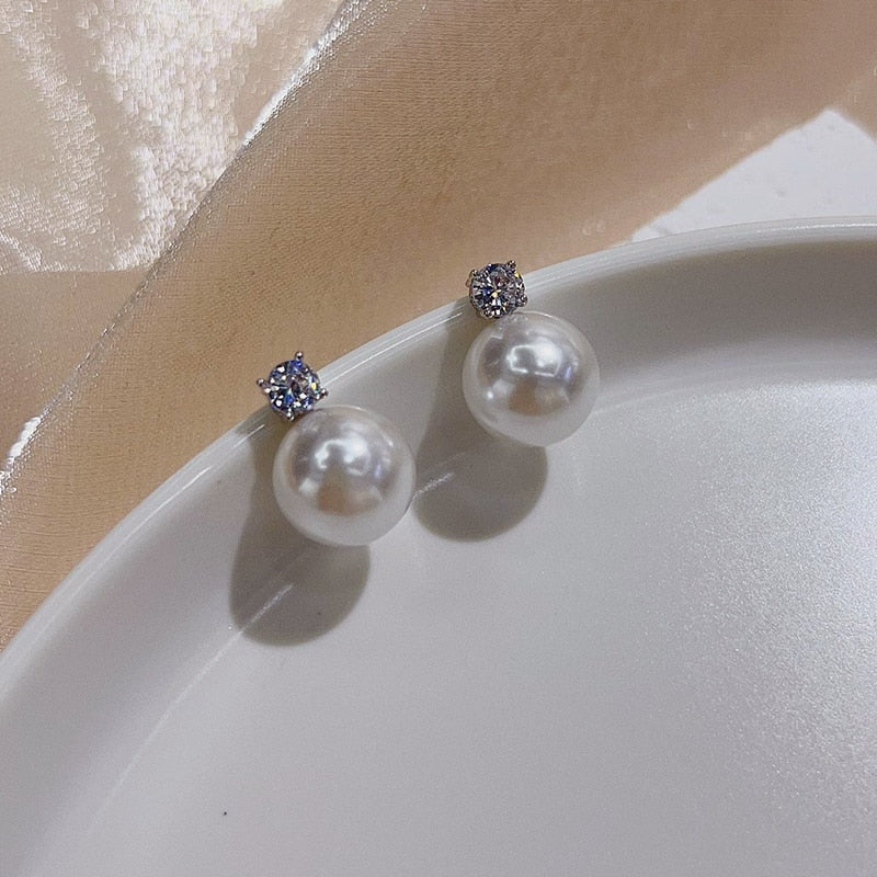 Pearl & Crystal Clip on Earrings