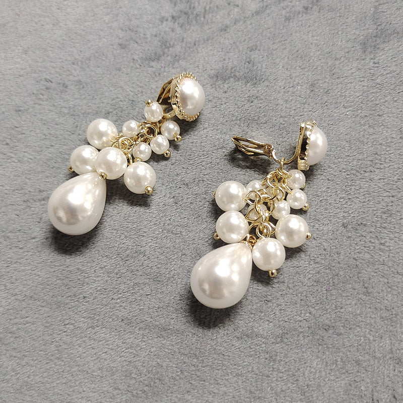 Statement Pearl Drop Clip on Earrings