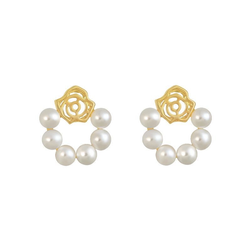 Rose Pearl Clip on Earrings